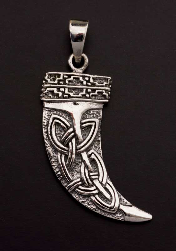Grand Pendentif Dent/griffe En Argent 925, Hauteur 4 Cm, Occasion, Style Naturel