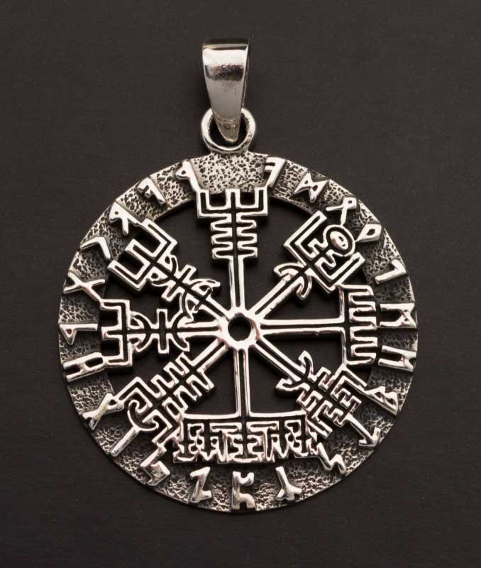 Pendentif Viking Vegvisir Argent 925 Runes- Élégance nordique