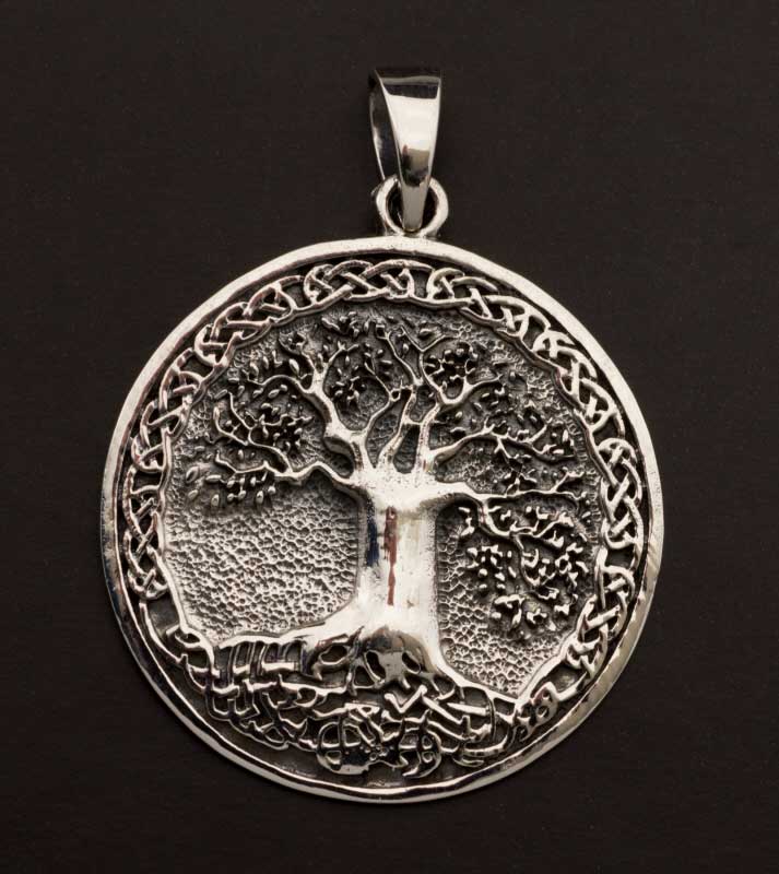 Collier Pendentif Arbre De Vie Celtique En Acier Inoxydable 316L - Nœud Irlandais Argenté, Fait Main