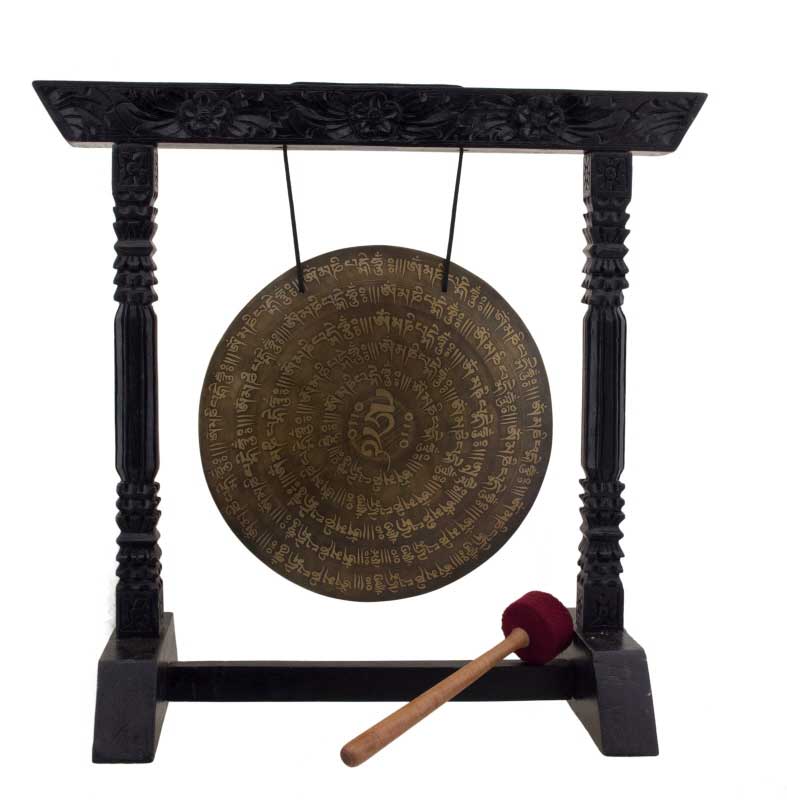 Gong tibétain Mantra Ø 31 cm 0kg900 avec support artisanal sculpté
