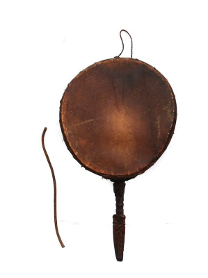 Tambour Chamanique Sibérien Avec Motif Cerf - 25 Cm De Diamètre, Avec Pilon, Décoration Spirituelle Ou Instrument