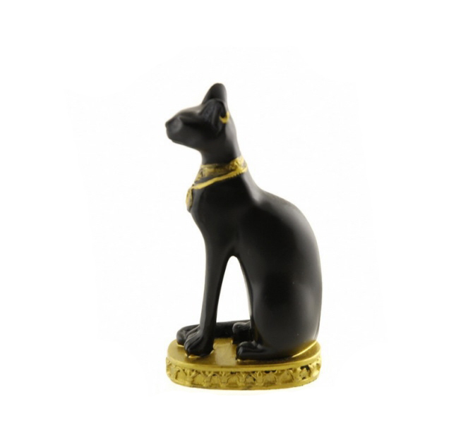 Papyrus Avec Les Chats égyptiens Noirs Bastet, Déesse D'Egypte Antique, Profil De Statue Avec Le