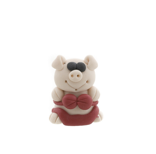 Mini cochon fille figurine en pate polymere fait main Peterandclo 7272 