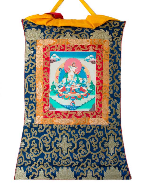 Gandhanra Thangka Tibétain - Les Trois Dharmapalas Des Gelugpa, Palden Lhamo, Mahakala Et Yamantaka Thangka - Peinture Tantrique Bouddha à Dorure - Tapisserie Mural Pour Décoration Zen