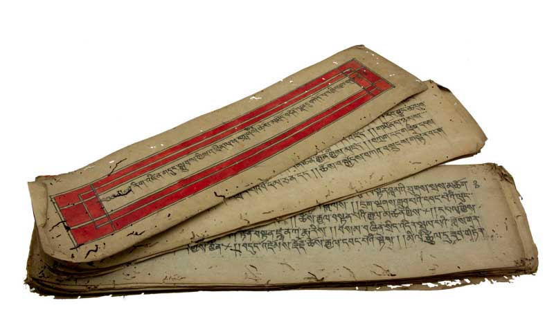 ANCIEN LIVRE DE PRIERES TIBETAINES 36 PAGES MANUSCRITPRAYER BOOK