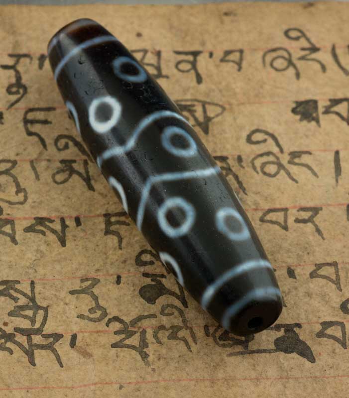 46g Antique Dzi Gzi - Amulet Sacrée- 75.6 MM Tibetan Pearl Himalaya