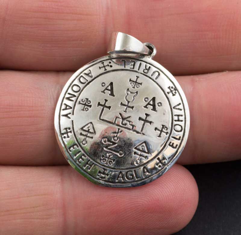 Collier Pendentif Archange Uriel - Talisman Sceau D'Évocation Avec Cordon De Perles