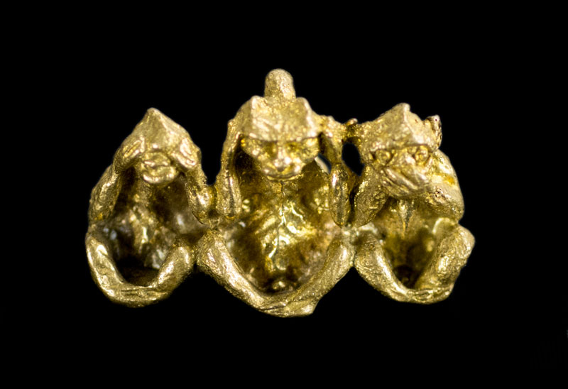 Broche Pin's Les 3 Singes De La Sagesse Dorée - Marque Coco Papaya - Neuf Avec étiquettes