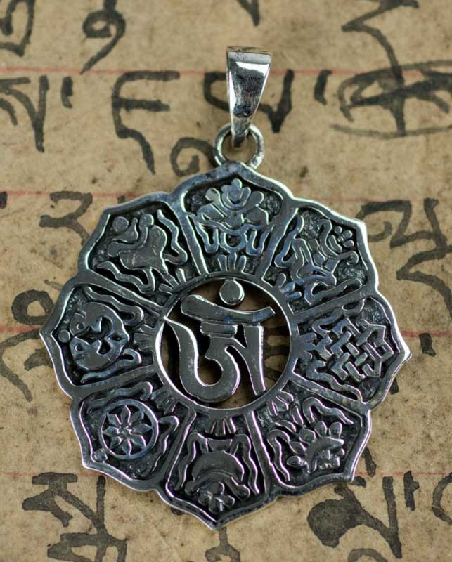 PA195 Pendentif Argent Massif Om Tibétain ~ Bijou Argent ~ Bijou