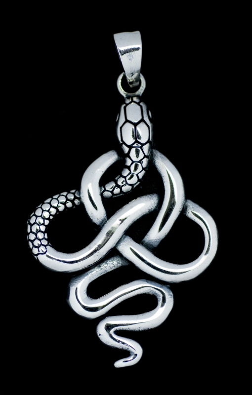 Pendentif tibétain Serpent Cobra enlacé en Argent 925 massif 7.5.g Tibet 5240 M5