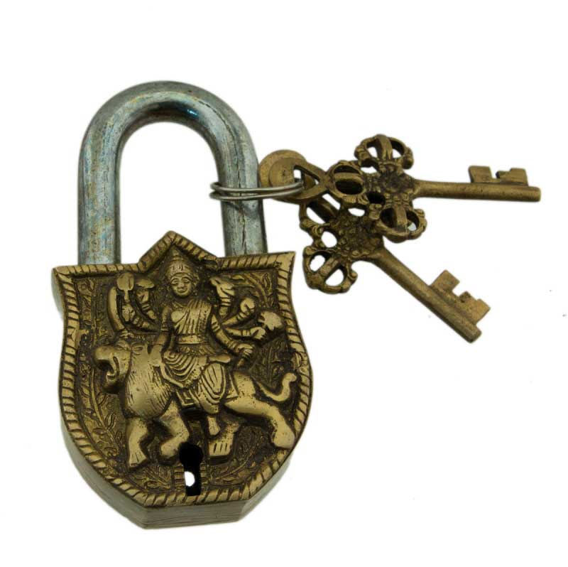 Cadenas Tibétain Ancien De Monastère Bouddhiste - Métal Authentique, Népal, Pièce Unique Vintage