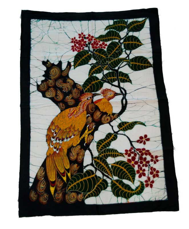 Tenture murale batik scène africaine 3 femmes, Vintage ethnique