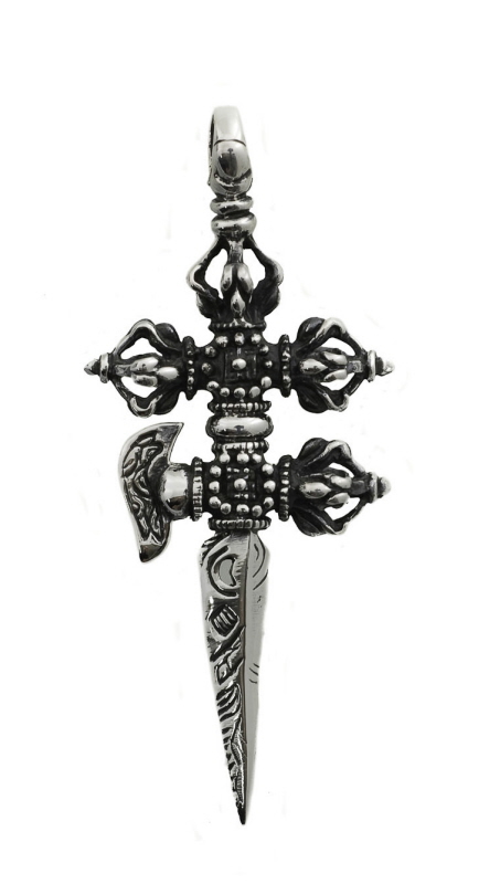 Pendentif Cloche Dorje Vajra Bouddhiste Argent 925 Peterandclo # K39K