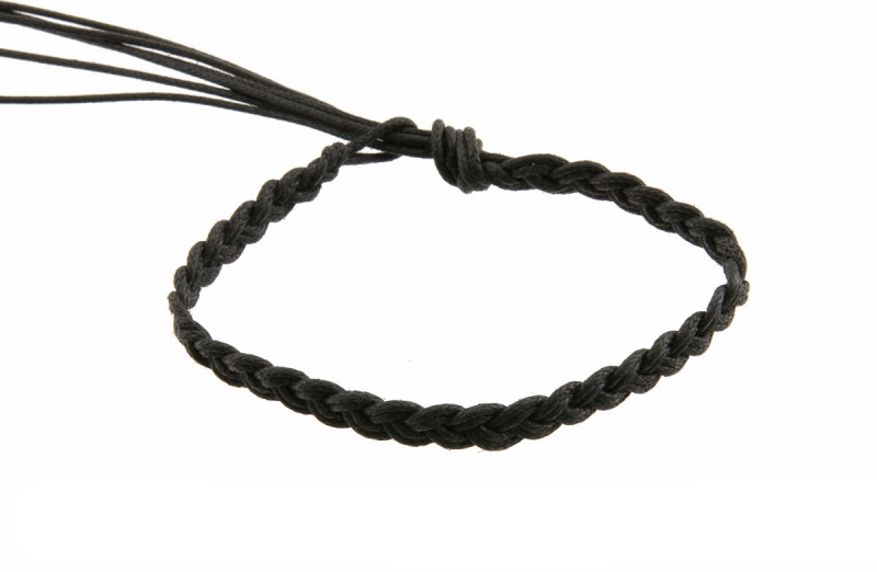 Bracelet bresilien amitie fil tresse avec perles porte bonheur noir 8132 
