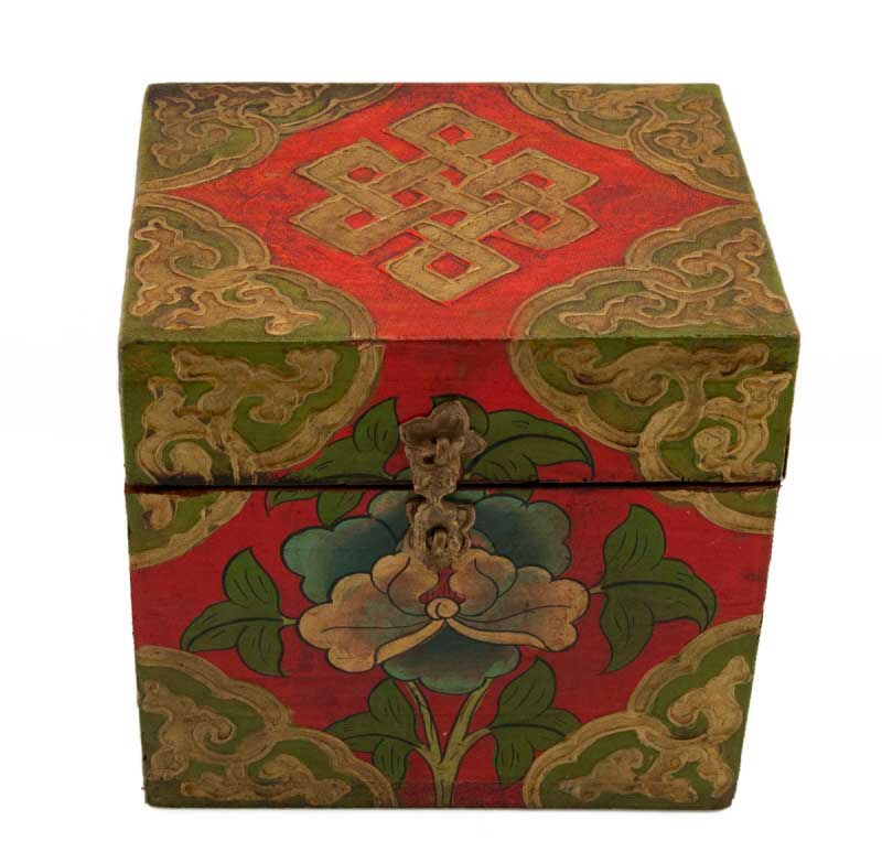 Boîte Artisanale En Bois Peint à La Main – Décor Ethnique Floral – Inde