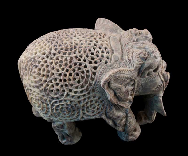 Statue Elephant Inde-2KG750- Pierre sculptee - Décoration indienne
