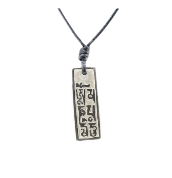 Collier Ras-du-cou Bouddhiste - Pendentif Om Mani Padme Hum - Corne De Yak - A39
