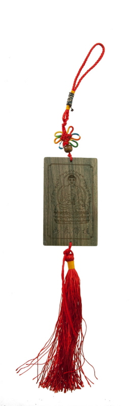 Porte-bonheur carte en bois de Bouddha Talisman bouddhiste Feng Shui