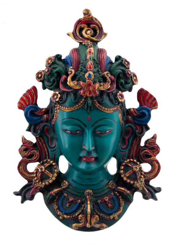 Statue Déesse Tara Bouddhiste Laiton - Masque Mural Décoratif 40cm