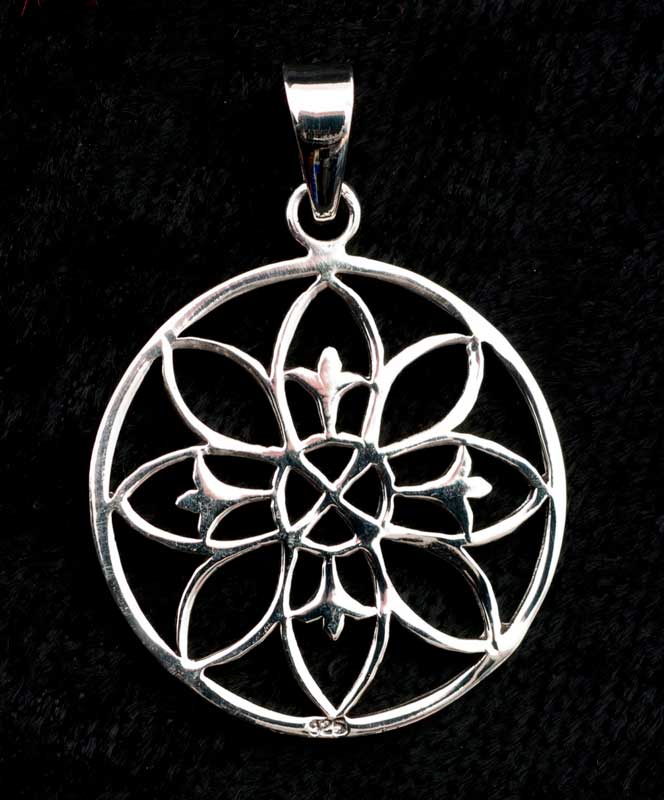 Mandala Pendentif Sri Yantra-Fleur de Vie-Argent 925