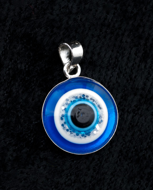 Pendentif Chaîne Acier Inox Bleu Indigo œil Protecteur – Thème Hamsa