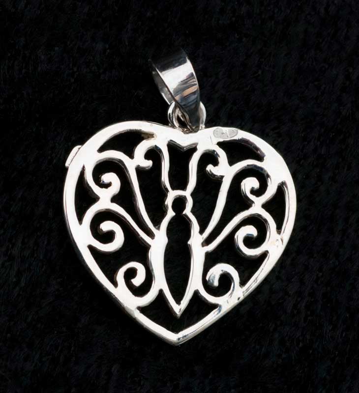 Pendentif Coeur Et Papillon En Argent 925 - 1.3g - Modèle #W24 10042