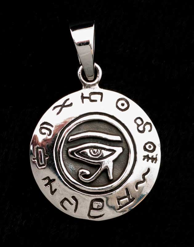 Pendentif œil d'Horus en quartz vert plaqué argent - Bijoux égyptiens