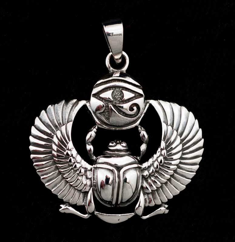 Collier Pendentif Scarabée Egyptien Oeil D'Horus