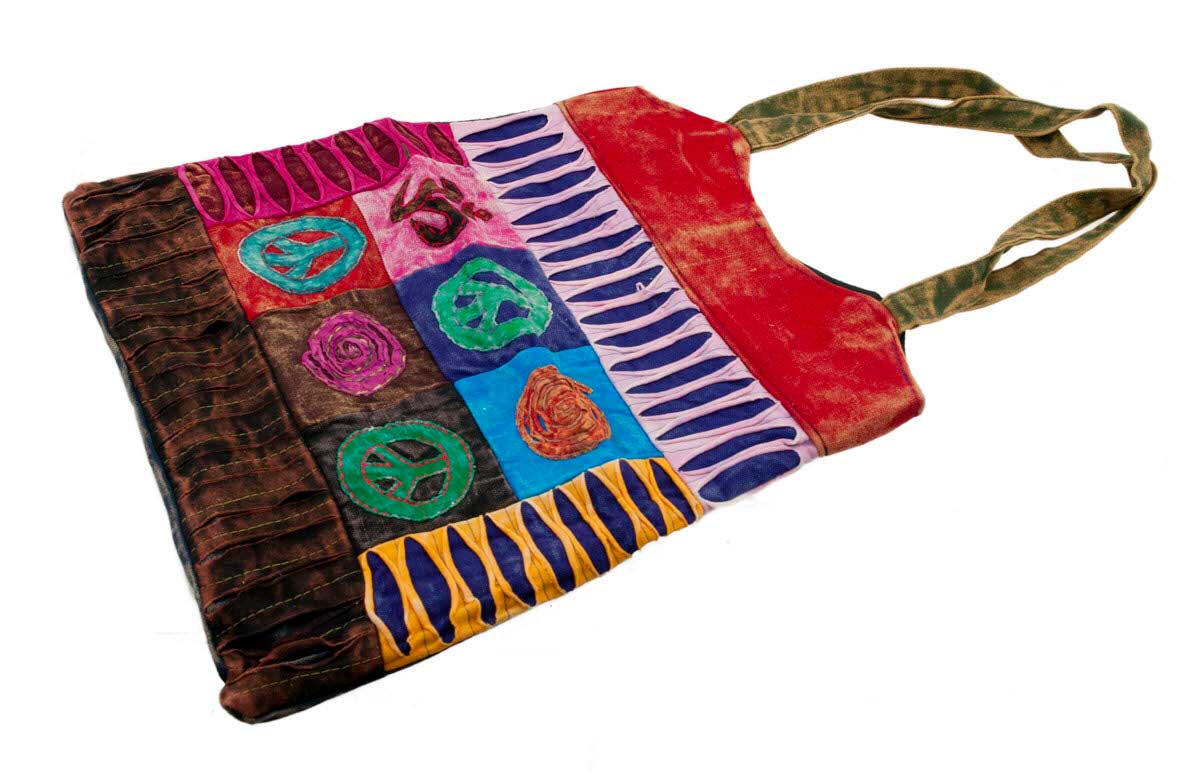 Sac Besace Hippie – Motif Scarabée Khepri – Multicolore – Fabriqué Au Népal – Neuf