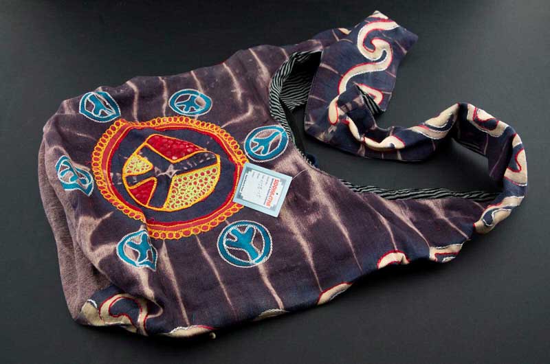 Sac Besace Hippie Baba Cool - Motif Scarabée Khepri - Fabriqué Au Népal