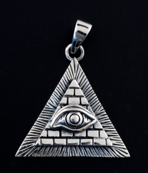 Pendentif forme conique Pyramide En Argent Massif 925/1000 Rhodié