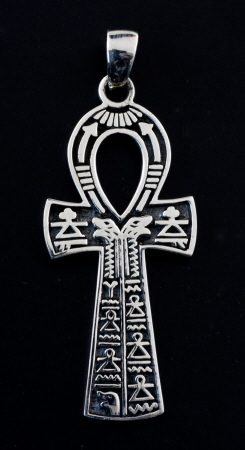 Pendentif croix d'ankh tibétaine en argent fait main - Collier égyptien clé de vie - France