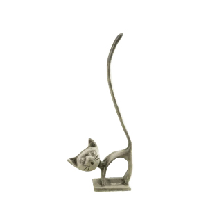 Chat Porte Bague Queue Droite En Metal Couleur Argent Peterandclo 8640