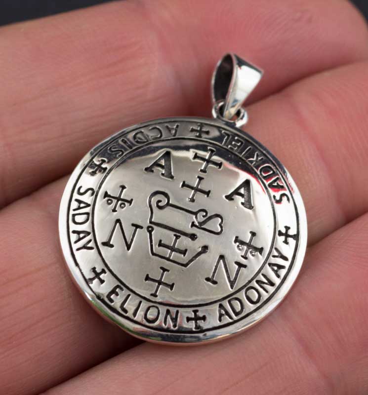 Collier Pendentif Talisman Protection – Sceau Pour Bons Esprits Et Chance – Argent, Cordon Réglable