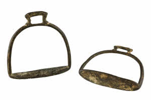 Étrier De Dame Ancien 18-19ème Siècle - Fer Forgé Et Cuir - Objet De Décoration équitation