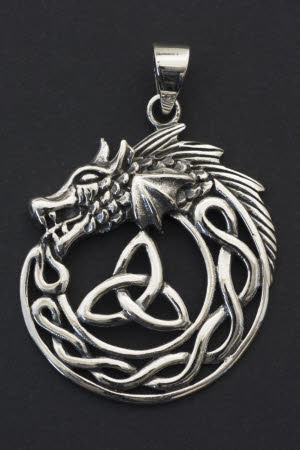 Pendentif Celtique En Argent 925 Avec Verre Facetté – Breton, Motif Celte